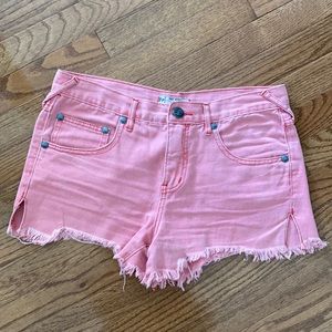 Bright Salmon Free People Cotton Shorts